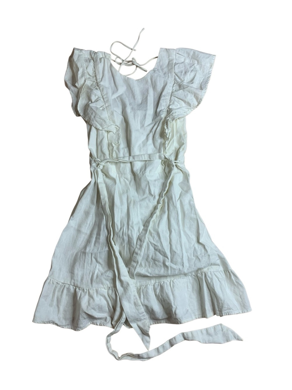 Dynamite White Linen Blend Ruffle Dress Size P/S